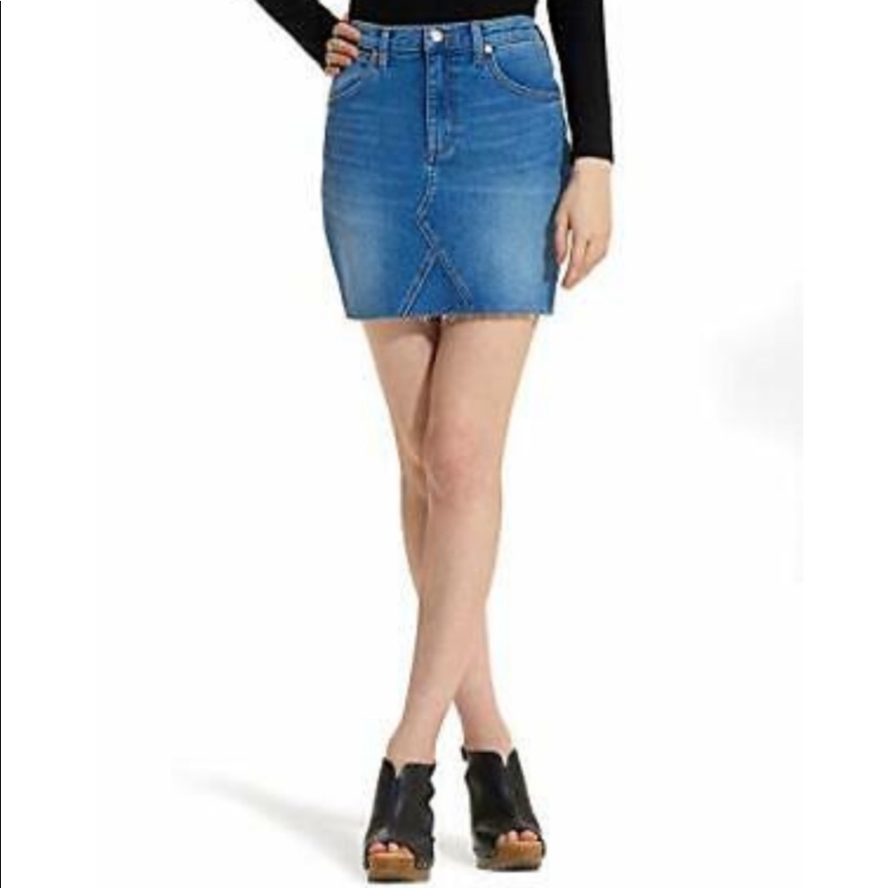 Wrangler High Rise Raw Hem Jean Skirt